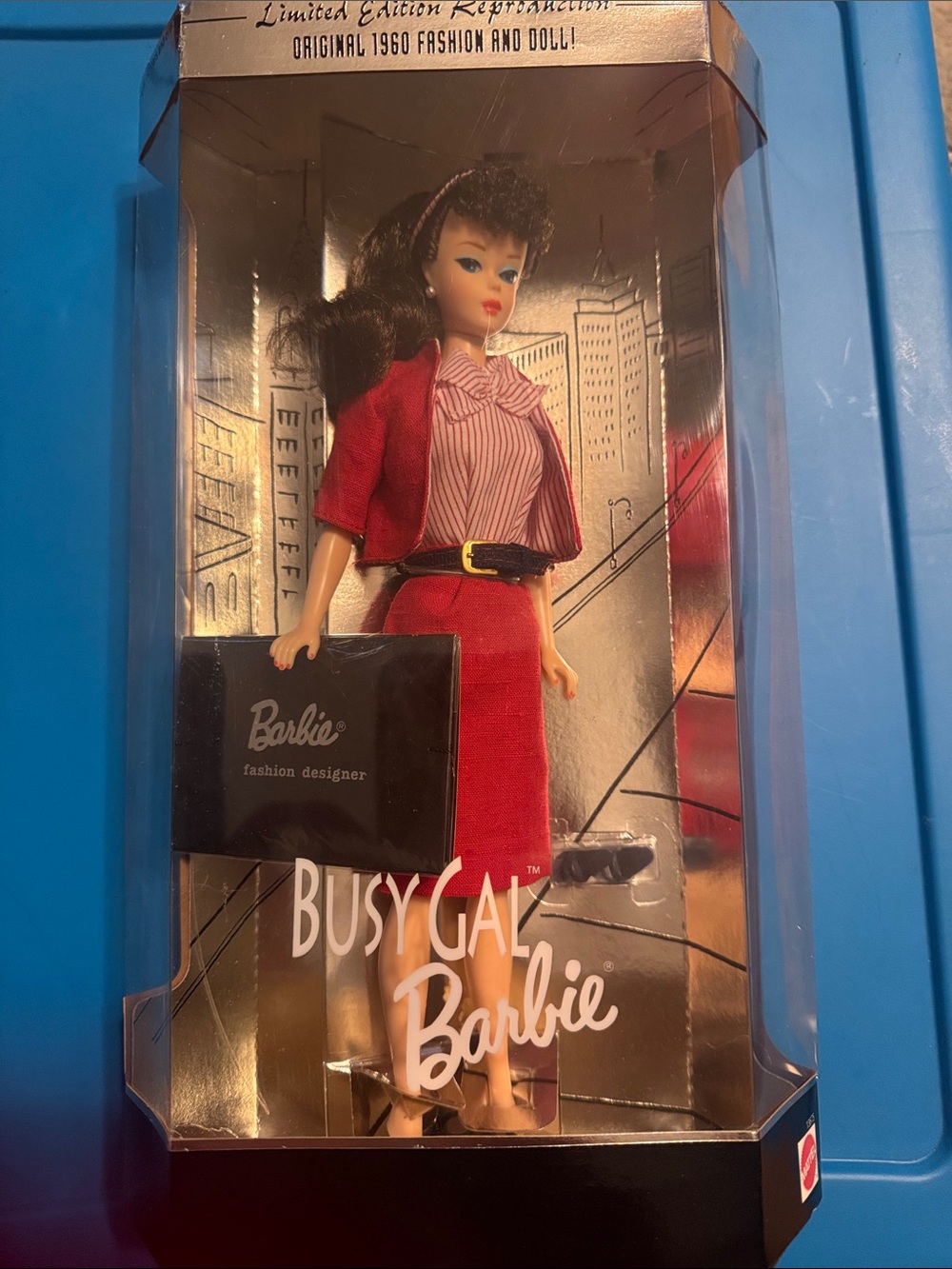 Barbie Busy Gal Fashion Designer Doll in Red Outfit with Black Accessories